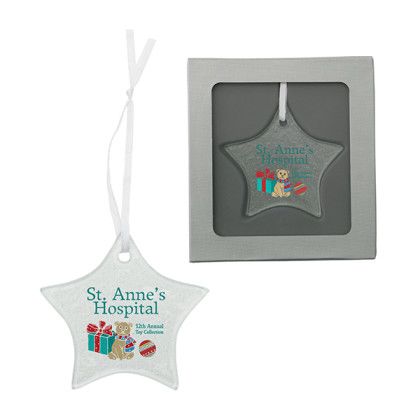 Imprinted Hammered Glass Ornament - Star Imprinted Hammered Glass Ornament - Star