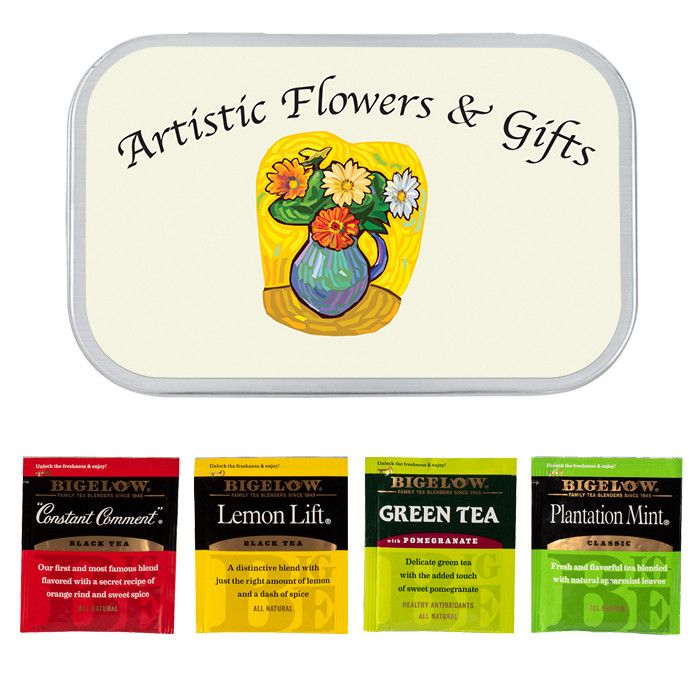 Compact Customizable Tea Tin - 4 Flavored Tea Bags $2.84