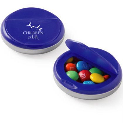 Promotional M&M's Snap Top Candy Tin - Royal blue