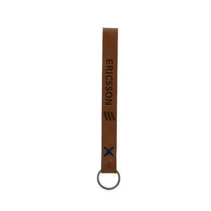 Promo Hayward Leather Wrist Keychain - Tan/royal blue