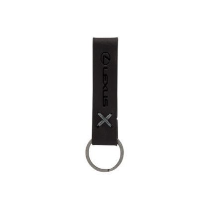 Debossed Saddler Loop Keychain - Black/slate gray