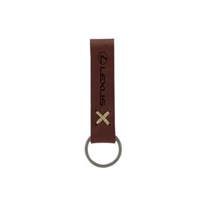 Debossed Saddler Loop Keychain - Mahogany/natural