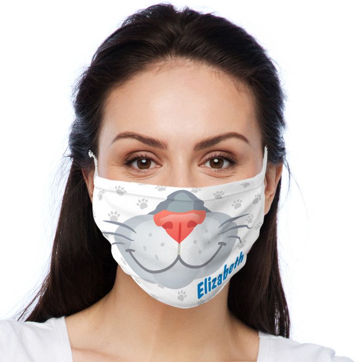 Cat Face Mask with Name Imprinted Novelty Face Covers