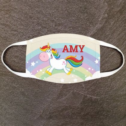 Custom Rainbow Unicorn Kids Face Mask