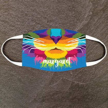 Colorful Cat Face Cover with Name