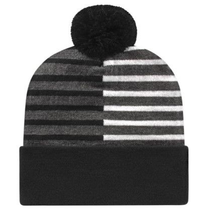 Promotional Half Color Knit Cap with Cuff Black Heather