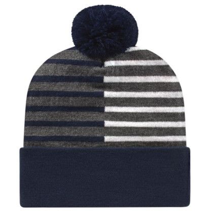 Promotional Half Color Knit Cap with Cuff True Navy White