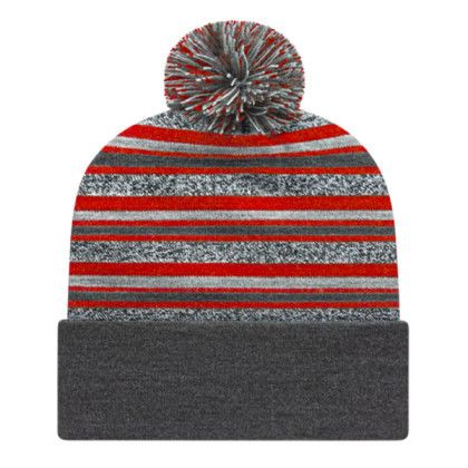 Custom Striped Knit Cap with Cuff True Red