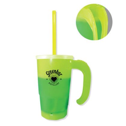 Printed Mood 20 oz Stackable Beer Stein Straw Lid - Yellow/green