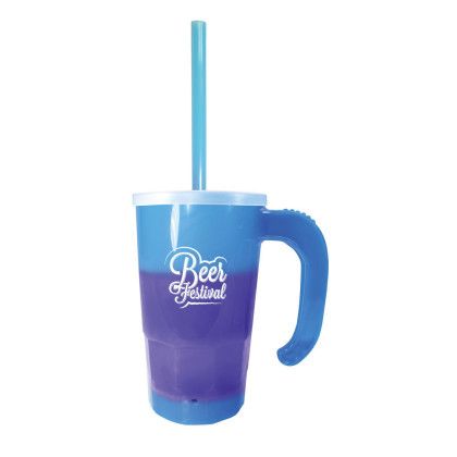 Printed Mood 20 oz Stackable Beer Stein Straw Lid - Blue/purple