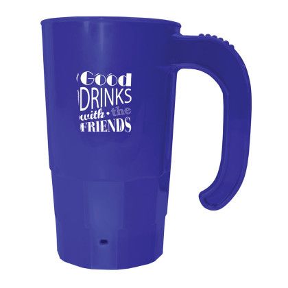 Logo Imprinted Stackable 20 oz Beer Mug - Blue