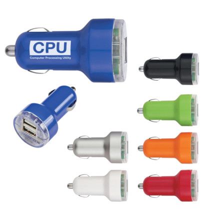 USB Dual Car Charger - Colors