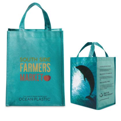 Custom Seafoam Out of the Ocean Reusable Lunch Shopper