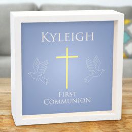 Personalized Religious Cross LED Lighted Shadow Box