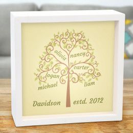 Family Tree Personalized LED Lighted Shadow Box