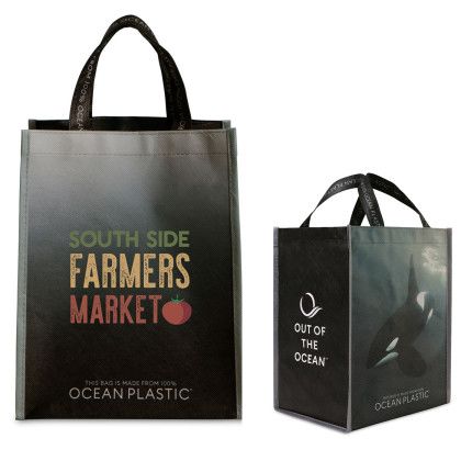 Custom Black Out of the Ocean Reusable Lunch Shopper