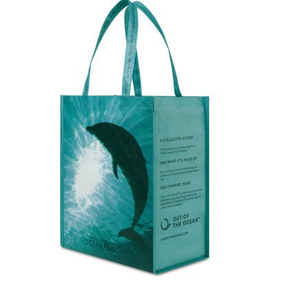 Side View Seafoam Custom Out of the Ocean Reusable Large Shopper