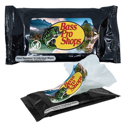 Promotional Deet Free Mosquito & Bug Repellent Wipes - Black