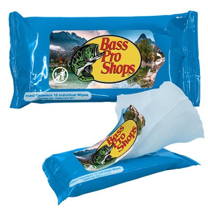 Promotional Deet Free Mosquito & Bug Repellent Wipes - Blue