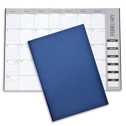 Metallic Weave Blue Promo USA Made Monthly Desk Planner