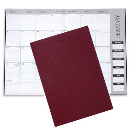 Burgundy Leatherette Promo USA Made Monthly Desk Planner