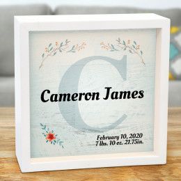 Initial and Name Blue Forest Personalized Lighted Shadow Box