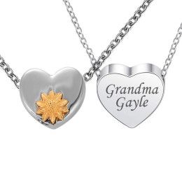 Sunflower Heart Personalized Memorial Urn Pendant