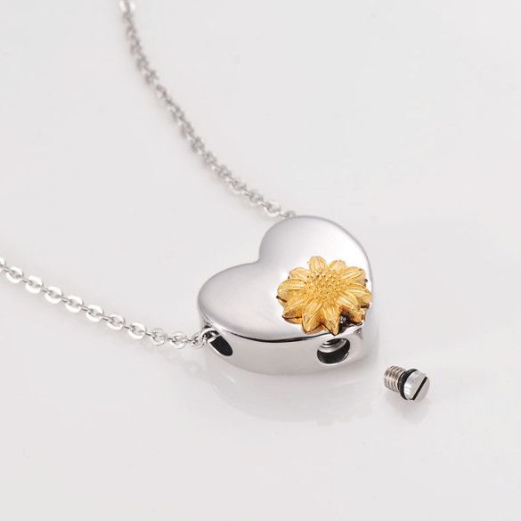 Personalized Sunflower Cremation Pendant