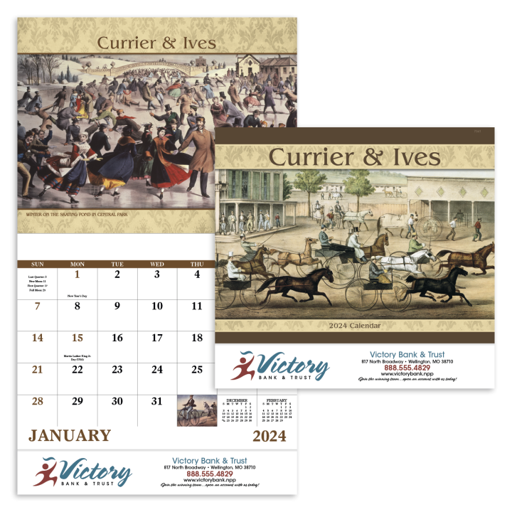 Custom Imprinted Currier and Ives Calendar Promotional Calendars