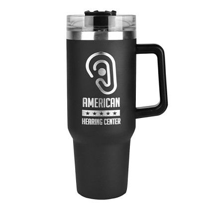 Custom Logo Forty Double Wall Tumbler with Handle | Travel Mugs