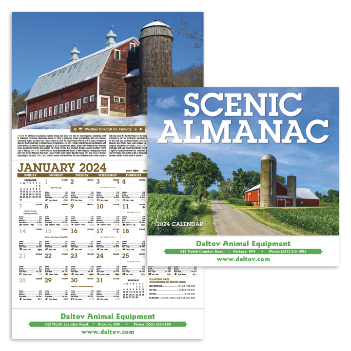 Customized Scenic Almanac Wall Calendar Promotional Wall Calendars