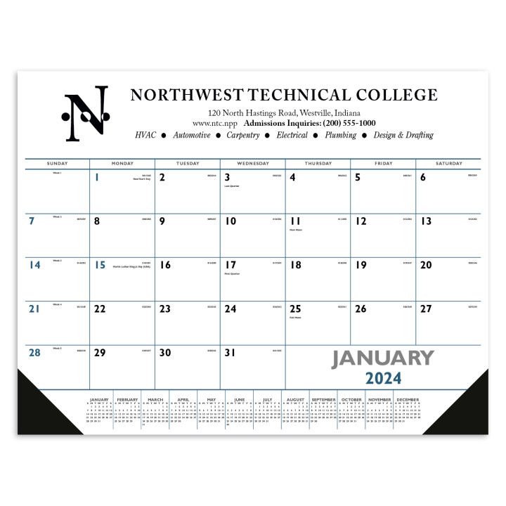 Promotional Desk Pad Calendar With Vinyl Corners Corporate Calendars