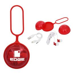 Custom Earbuds and 3-in-1 Charging Cable Ball - Red