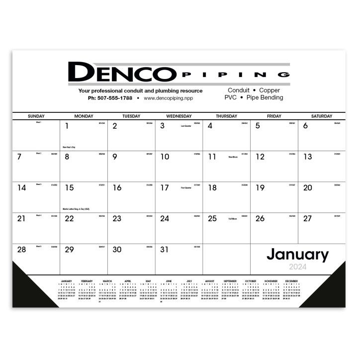 Custom Standard Desk Pad Calendar With Vinyl Corners | Corporate Gifts
