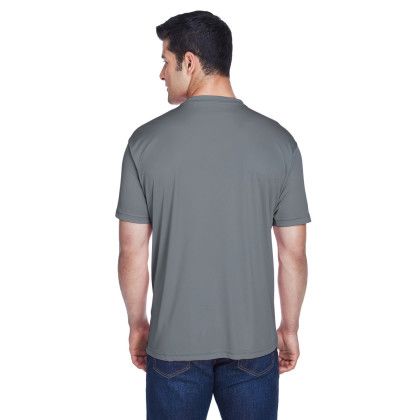 Men's Charcoal Custom Sport Performance Interlock T-Shirt - Back