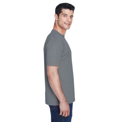 Men's Charcoal Custom Sport Performance Interlock T-Shirt - Side