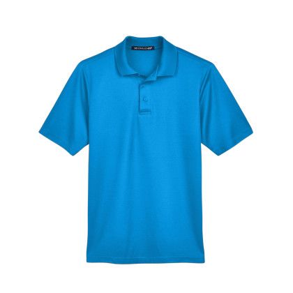 Logo Devon & Jones CrownLux Men's Plaited Polo - Ocean blue