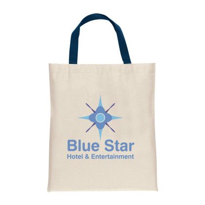 Bargain Cotton Tote Promotional Bags with Navy handle