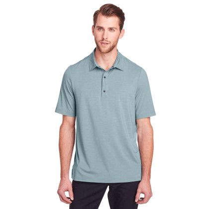 Front - Opal Blue Custom North End Men's Stretch Performance Polo