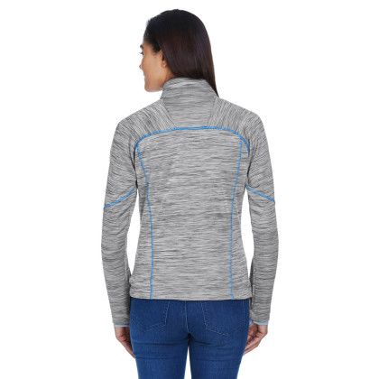 Custom North End Ladies Flux Melange Bonded Fleece Jacket - Back view