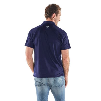 Back of Navy Custom Men's Visionary II Short Sleeve Eco-Friendly Polo