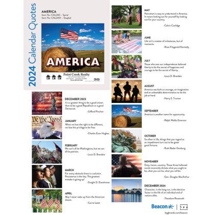 America Wall Calendar Patriotic Promotional Items Quotes