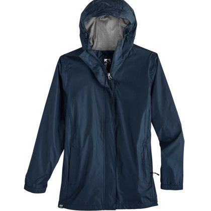 Navy/Ash Custom Women's Voyager Waterproof Packable Rain Jacket