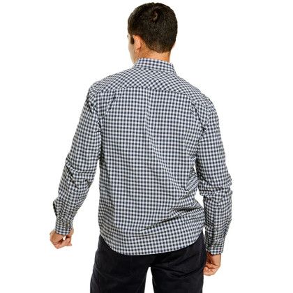 Back of Jet Custom Men's Influencer Gingham Storm Creek Eco Dress Shirt