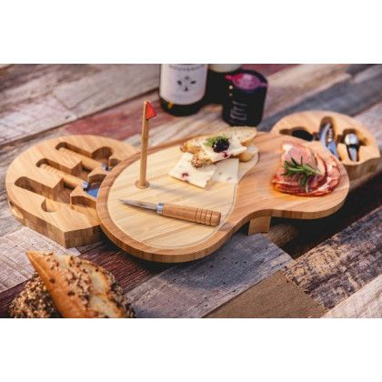 Custom Sand Trap Golf Cheese Cutting Board Set  - Tool Storage