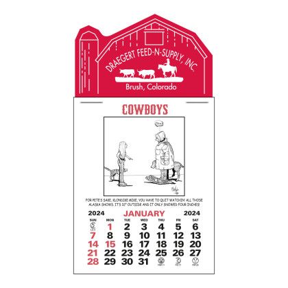 Cowboy Press and Stick Calendar with logo