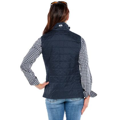 Back of Navy Custom Women's Traveler Packable Storm Creek Eco Vest