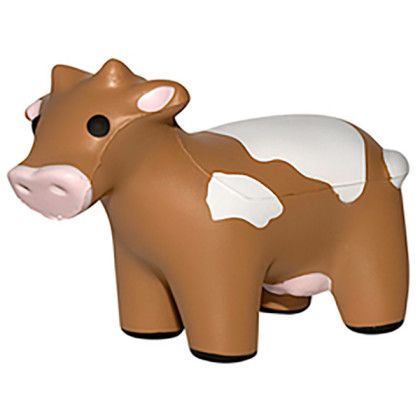 Brown/White Custom Imprinted Cow Stress Reliever