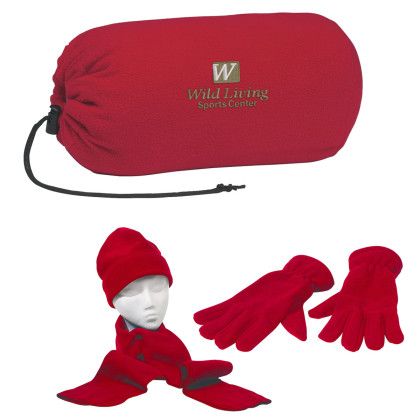 Red Keep Warm Buddy Set | Promotional Cold Weather Apparel Sets with Logo