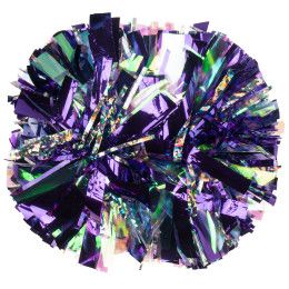 Metallic 3/4 Inch Show Pom with Wide Double Glitter - Holographic Crystal Glitter